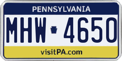 PA license plate MHW4650