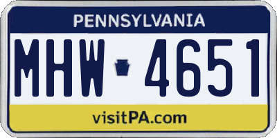PA license plate MHW4651