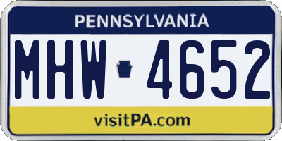 PA license plate MHW4652