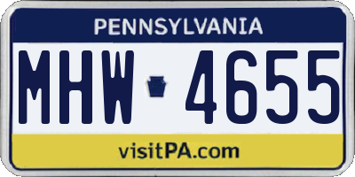 PA license plate MHW4655