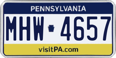 PA license plate MHW4657