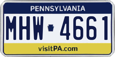 PA license plate MHW4661