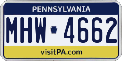 PA license plate MHW4662