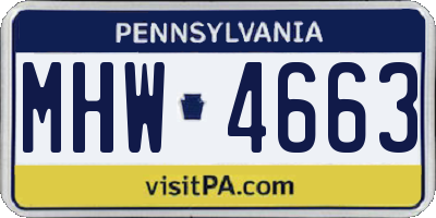 PA license plate MHW4663
