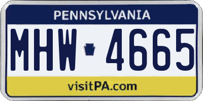 PA license plate MHW4665