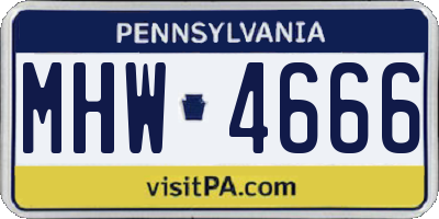 PA license plate MHW4666