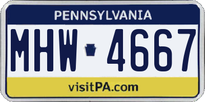 PA license plate MHW4667