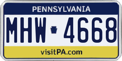 PA license plate MHW4668