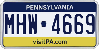 PA license plate MHW4669