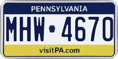 PA license plate MHW4670