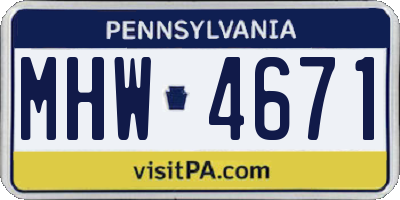PA license plate MHW4671