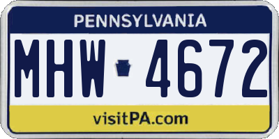 PA license plate MHW4672