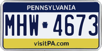 PA license plate MHW4673