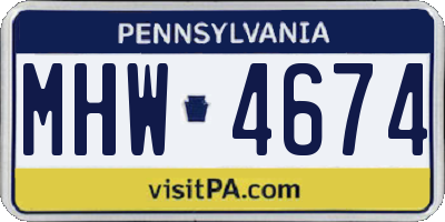 PA license plate MHW4674