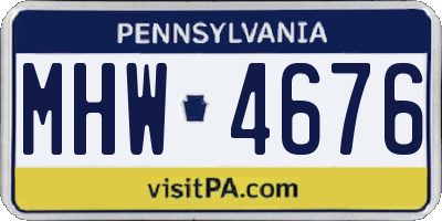PA license plate MHW4676