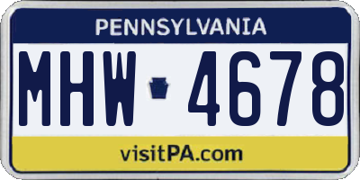 PA license plate MHW4678