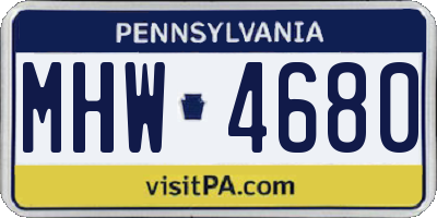 PA license plate MHW4680