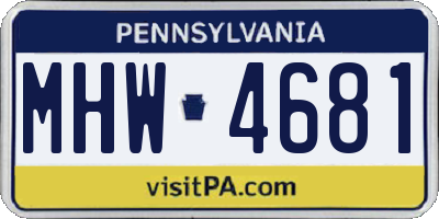 PA license plate MHW4681