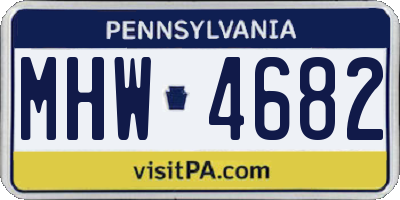 PA license plate MHW4682
