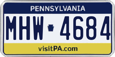PA license plate MHW4684