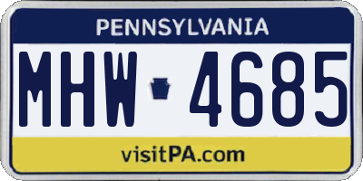 PA license plate MHW4685