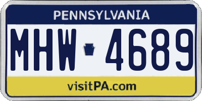 PA license plate MHW4689