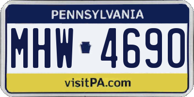 PA license plate MHW4690