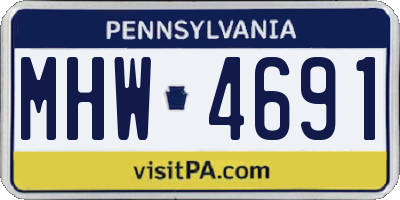 PA license plate MHW4691