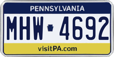 PA license plate MHW4692