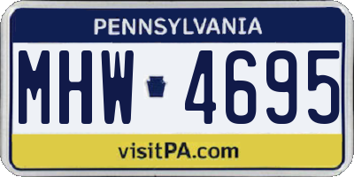 PA license plate MHW4695