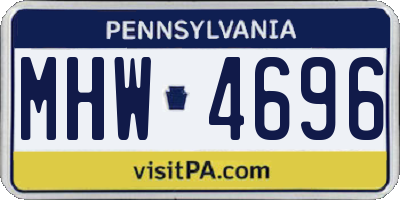PA license plate MHW4696