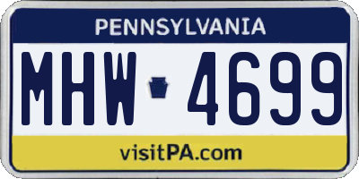 PA license plate MHW4699