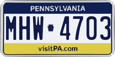 PA license plate MHW4703