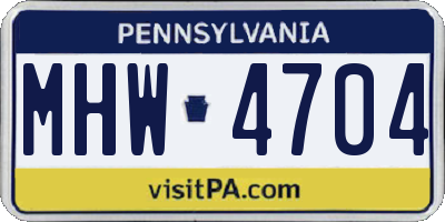 PA license plate MHW4704
