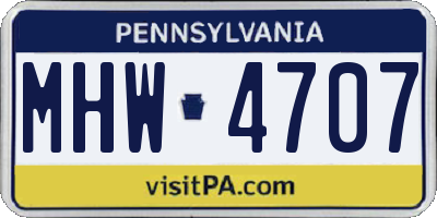 PA license plate MHW4707