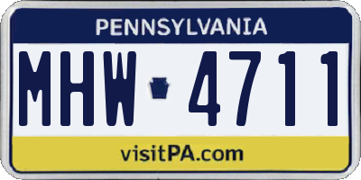 PA license plate MHW4711