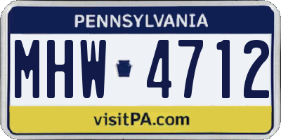 PA license plate MHW4712