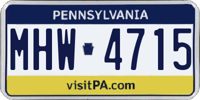 PA license plate MHW4715