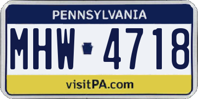 PA license plate MHW4718