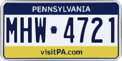 PA license plate MHW4721