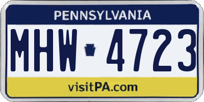 PA license plate MHW4723