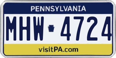 PA license plate MHW4724