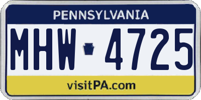 PA license plate MHW4725