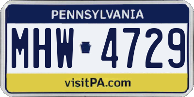PA license plate MHW4729