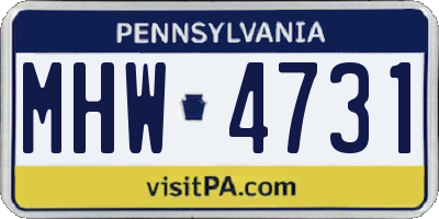PA license plate MHW4731