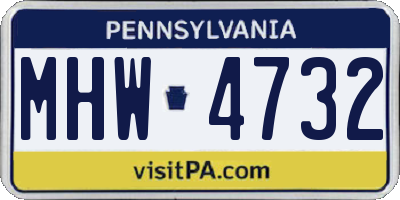 PA license plate MHW4732