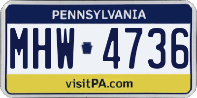 PA license plate MHW4736