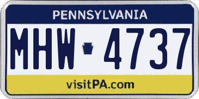 PA license plate MHW4737
