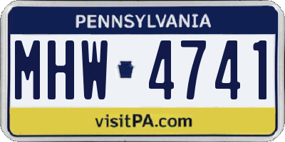 PA license plate MHW4741