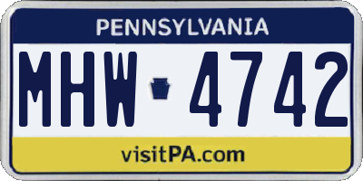PA license plate MHW4742